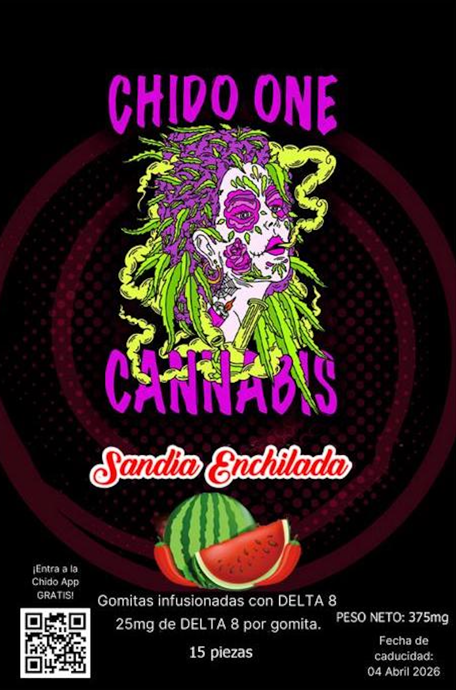 Chido One Cannabis | Gomitas | Delta 8 THC 375mg ó 50mg | 15 ó 2 piezas